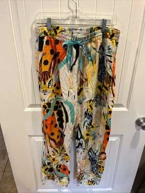 Anthropologie Animal-Print Drawstring Pajamas — Orange, Yellow, Blue, Black 🐅